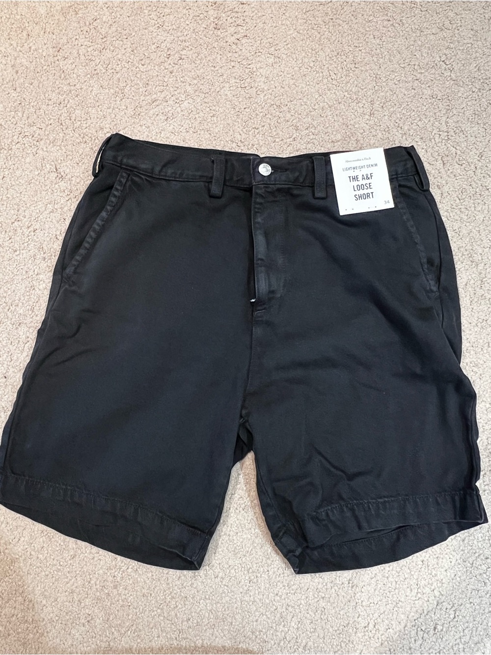 Abercrombie & Fitch Black Loose-Fit Men’s Chino Shorts